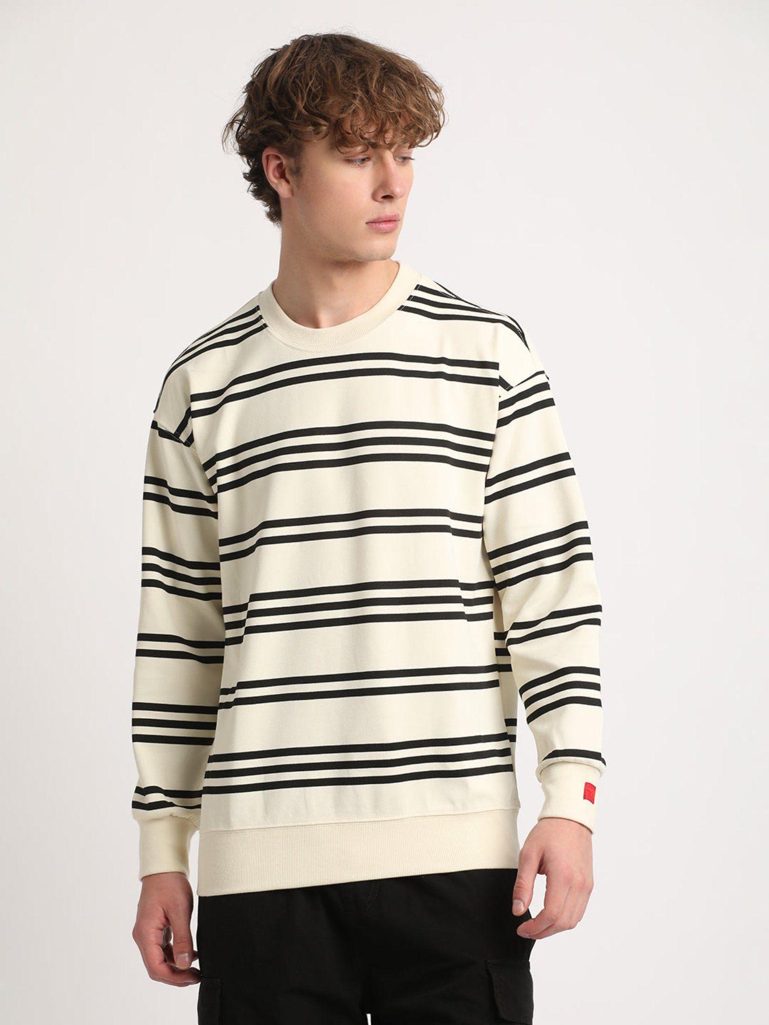 men white striped relaxed fit sweatshirt