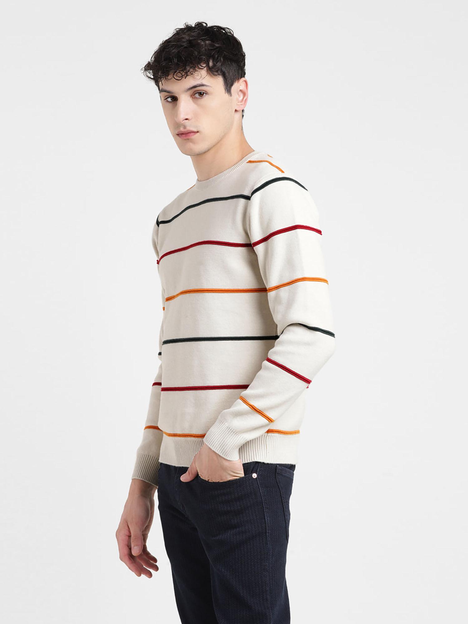 men white stripes regular fit sweater