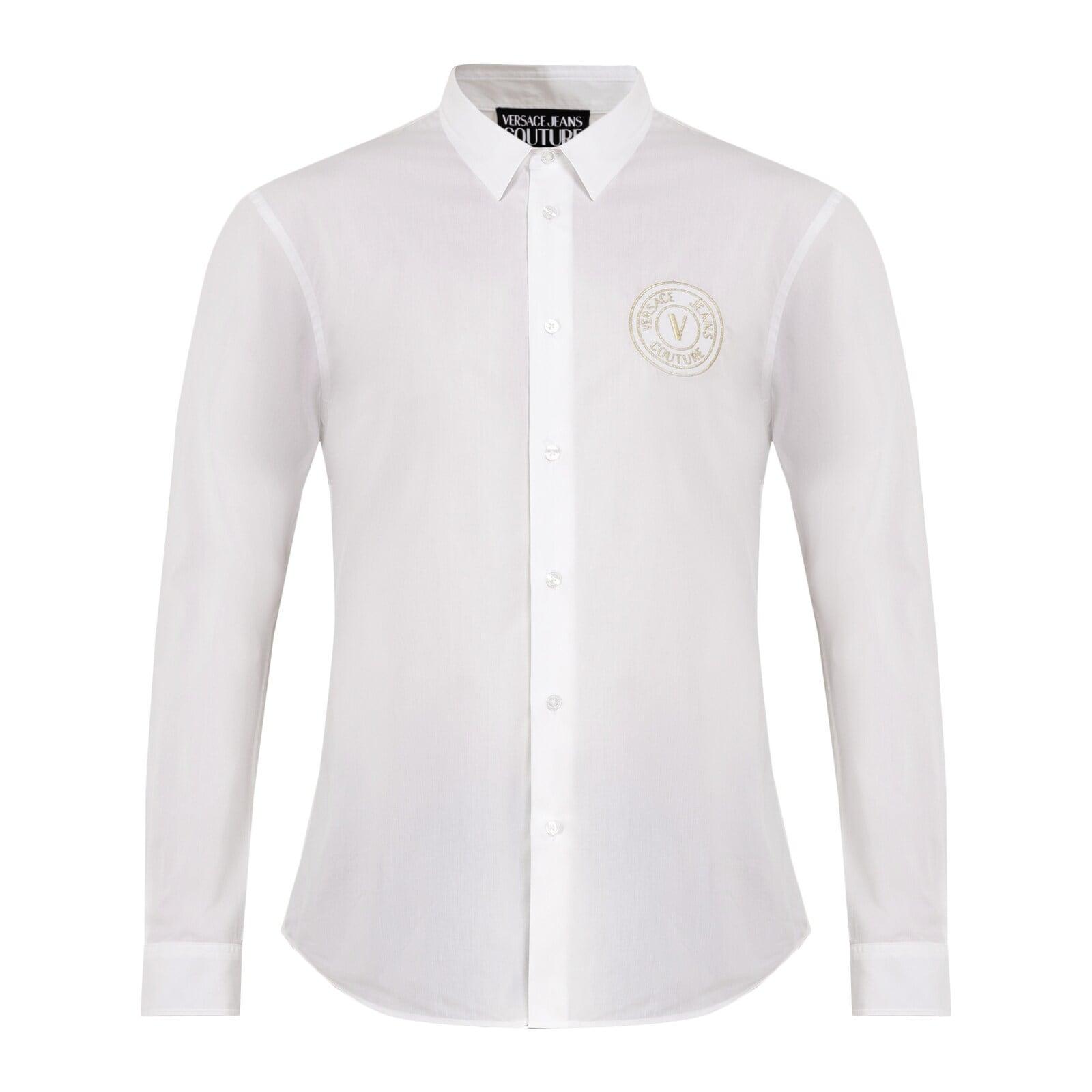 men white vjc chest gold embroidered emblem shirt