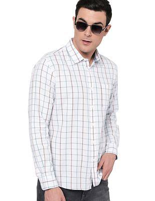 men white windowpane check cotton casual shirt