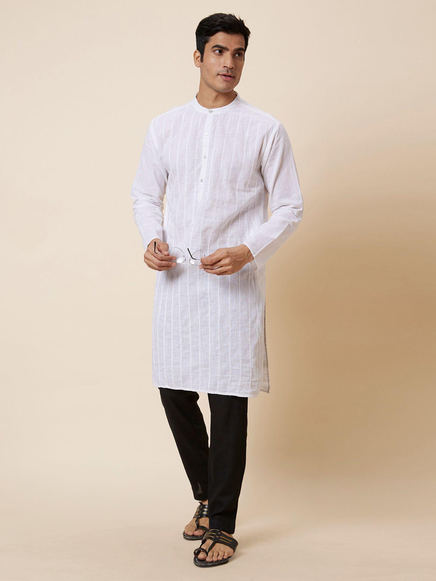 men white woven design kurta