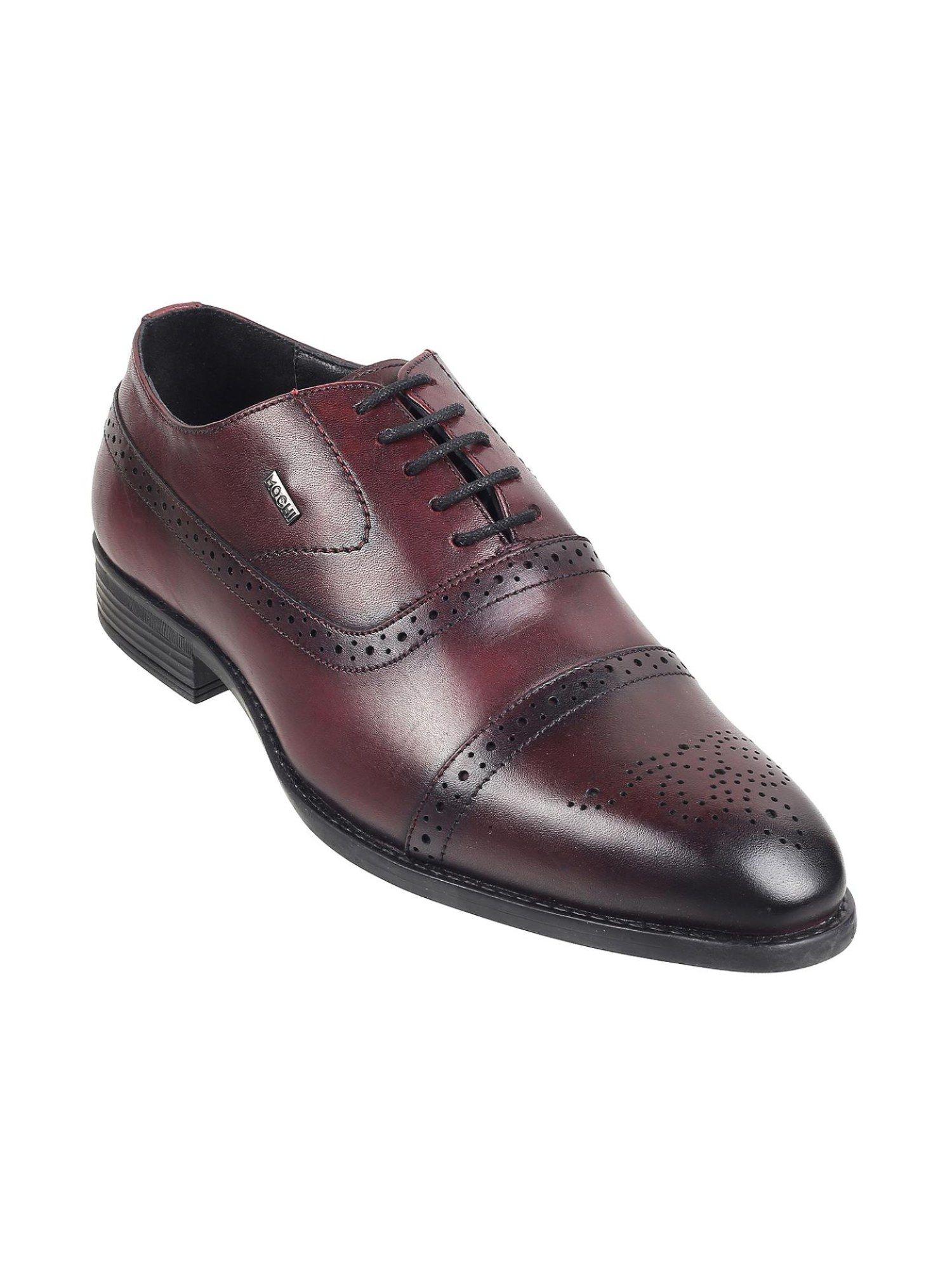 men wine leather formal brogues