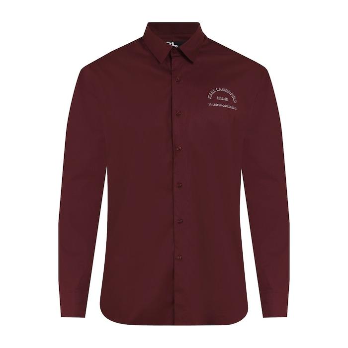 men wine solid chest arch branding shirt