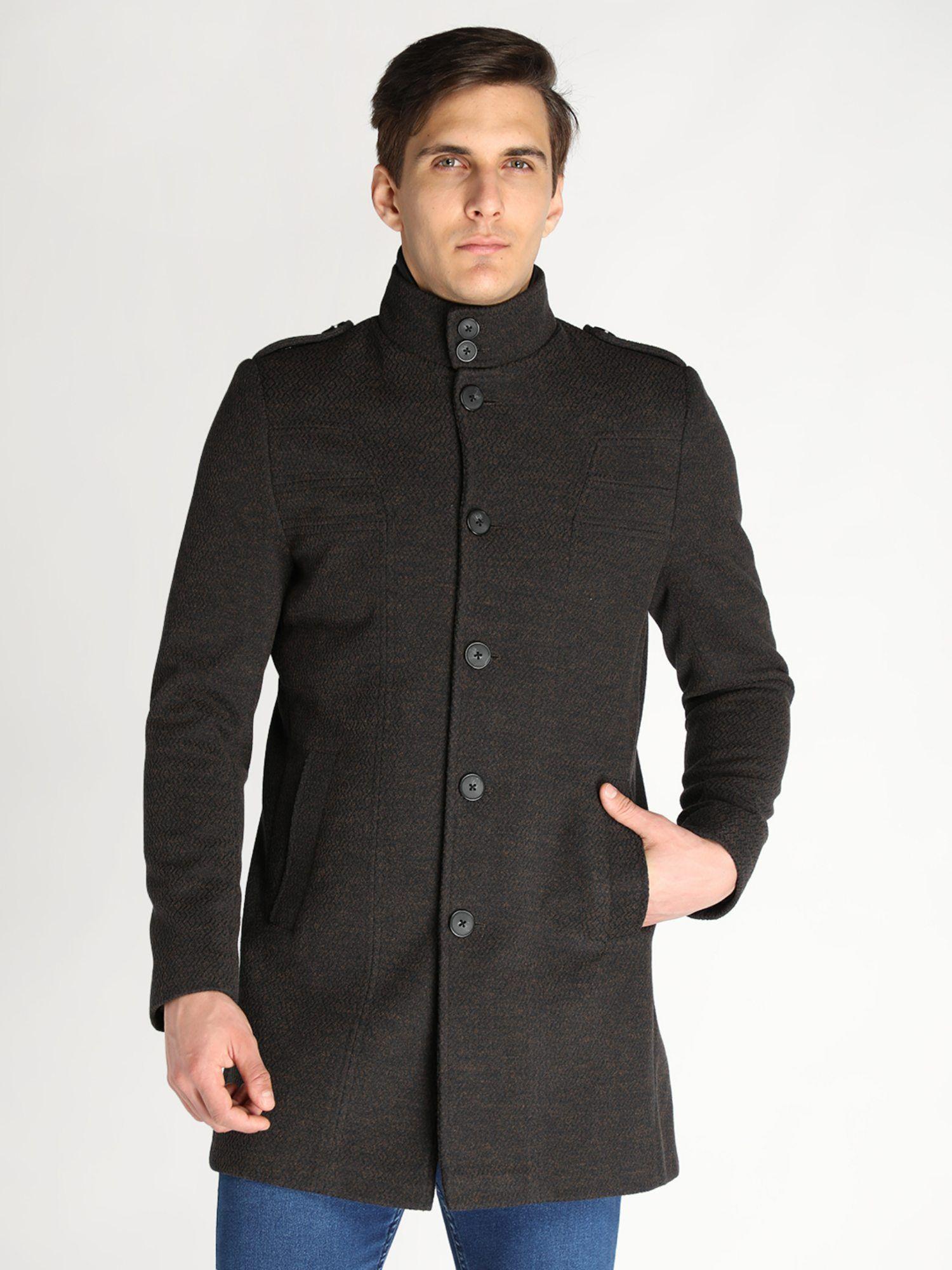 men winter wear single breasted solid casual coat