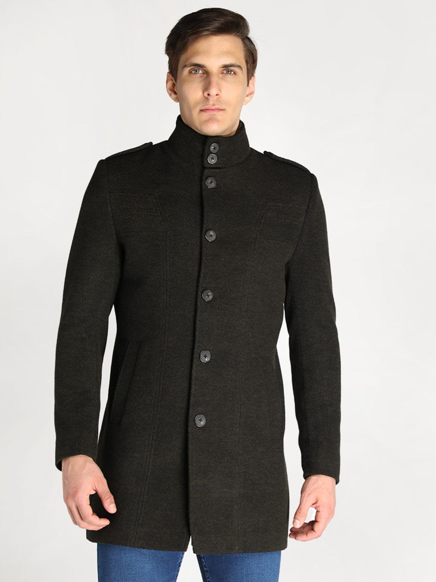 men winter wear single breasted solid casual coat