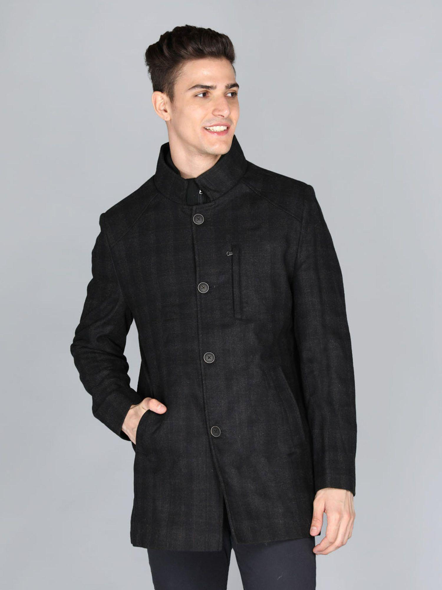 men winter wear single breasted solid casual coat