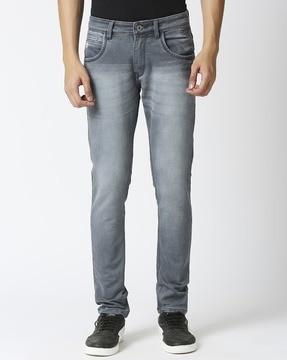 men wishkering mid-rise slim fit jeans