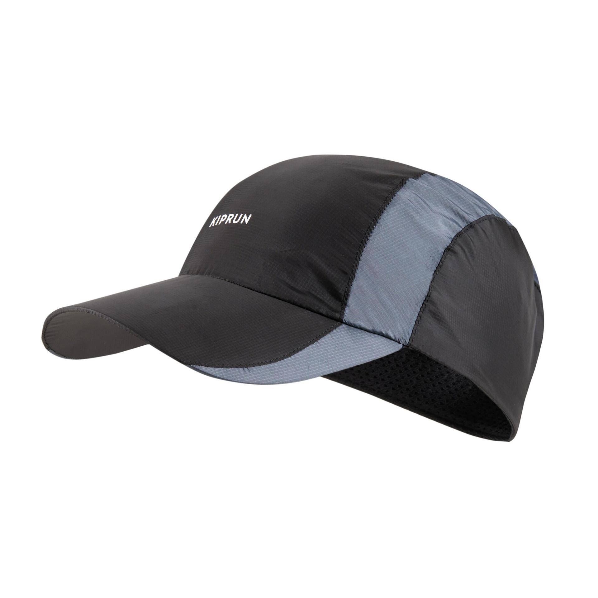 men women kiprun running adjustable rain cap - black