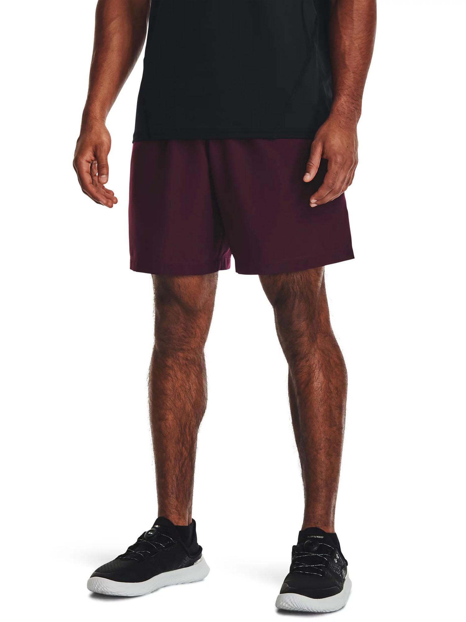 men woven graphic shorts - maroon