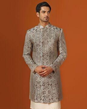 men woven regular fit sherwani