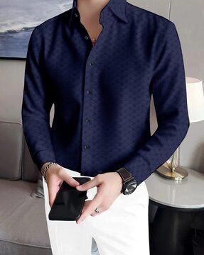 men woven regular fit shirt