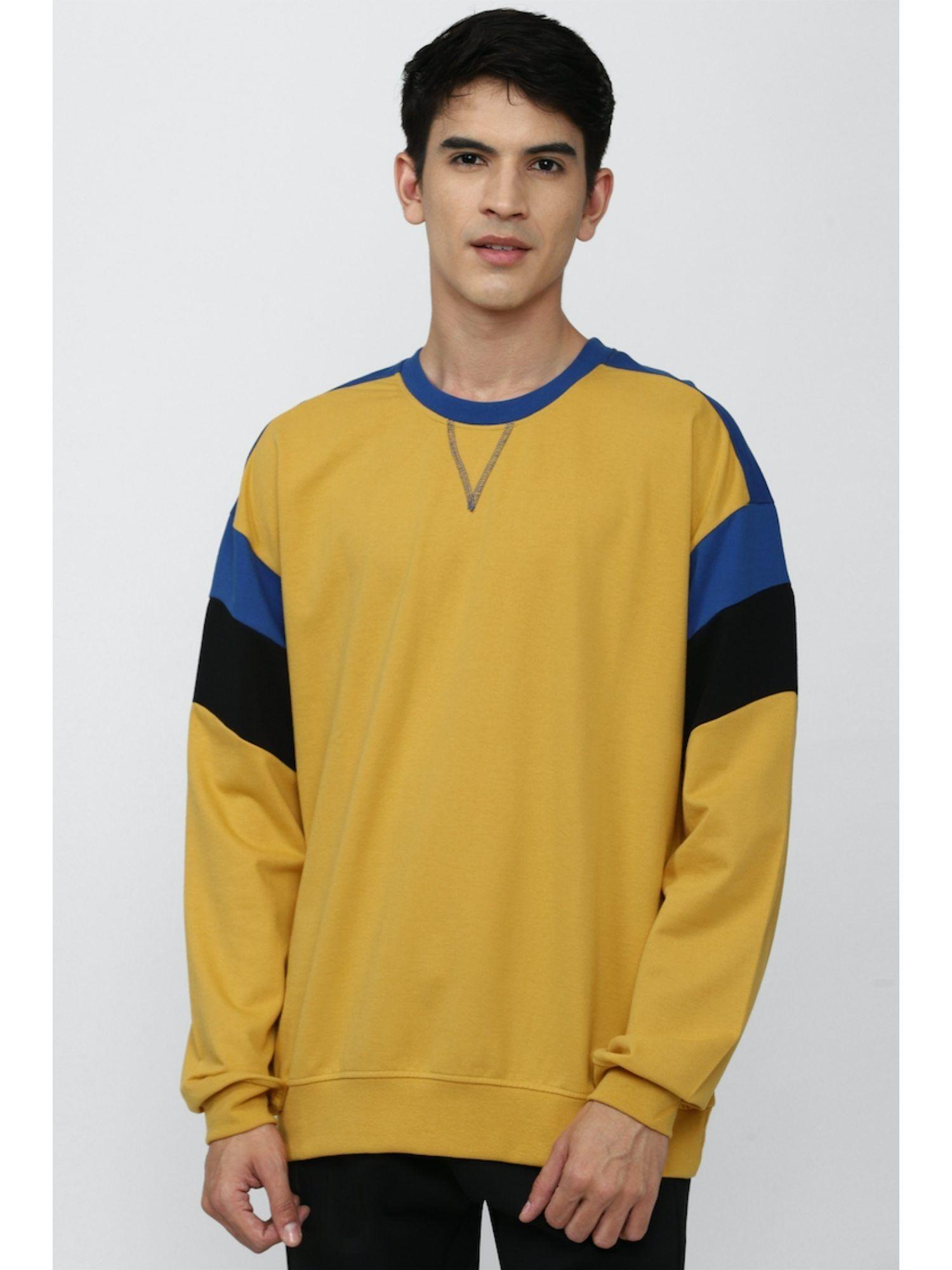 men yellow colorblock sweatshirt