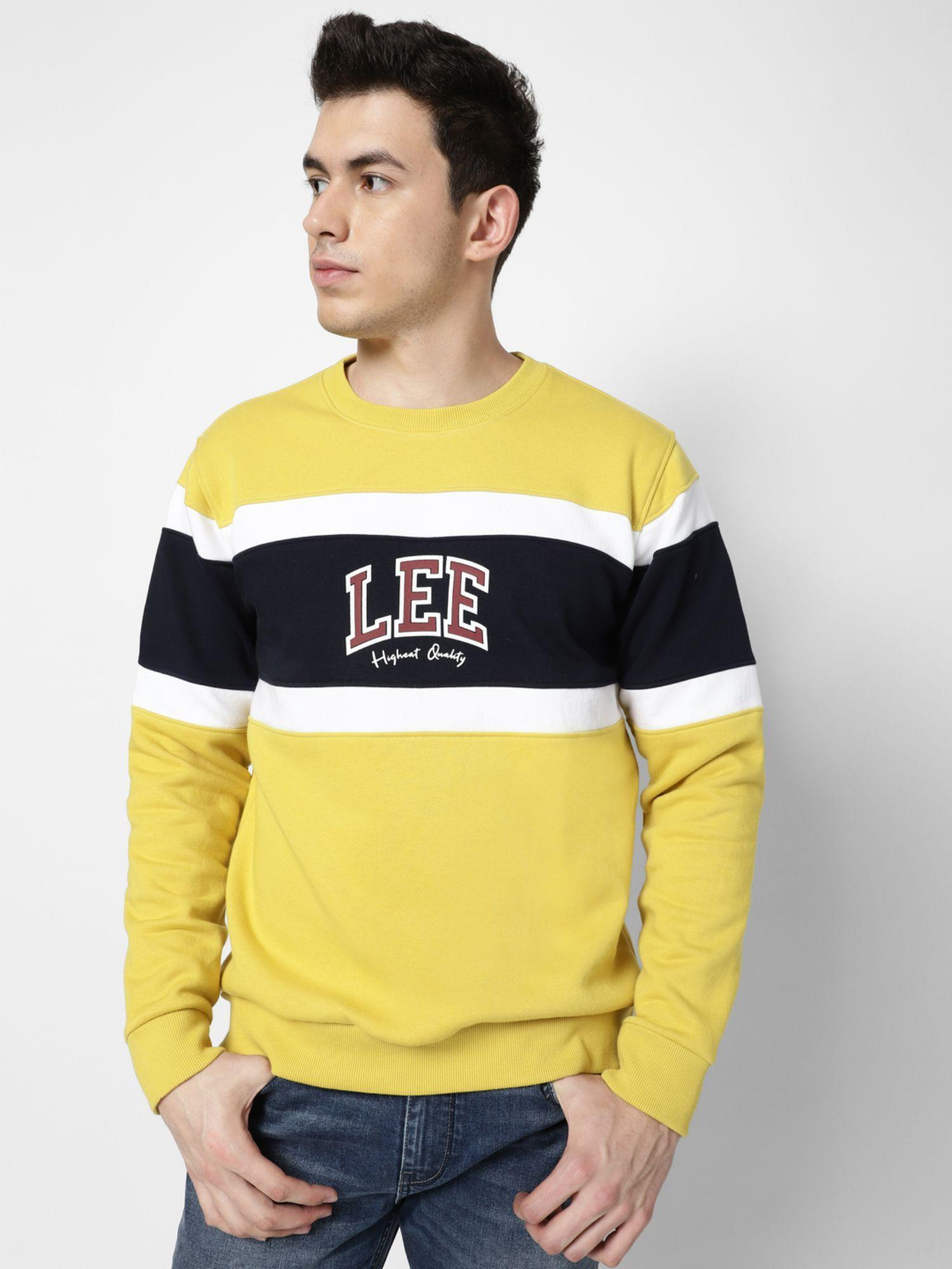 men yellow colorblock sweatshirt