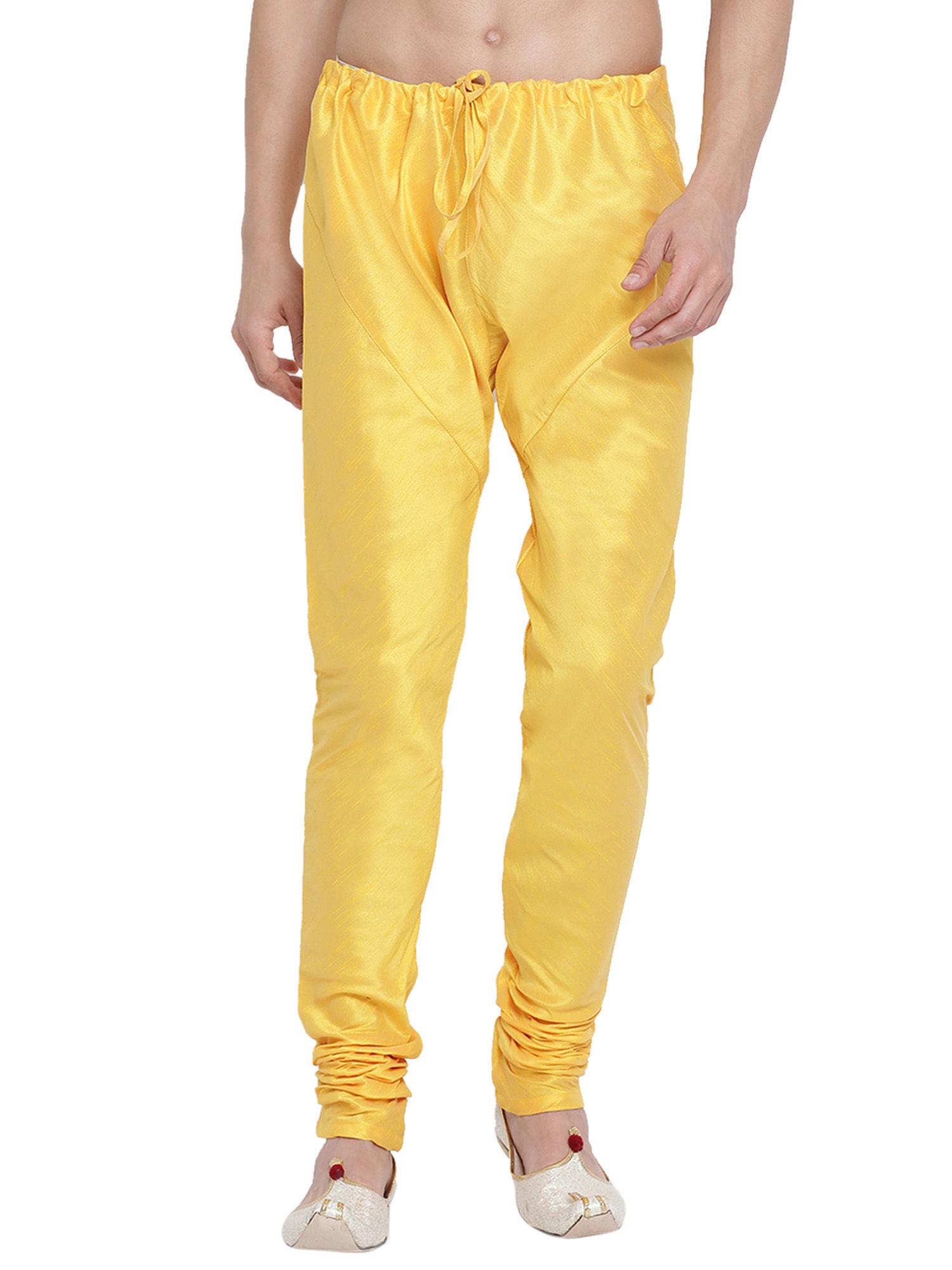 men yellow cotton silk pyjama