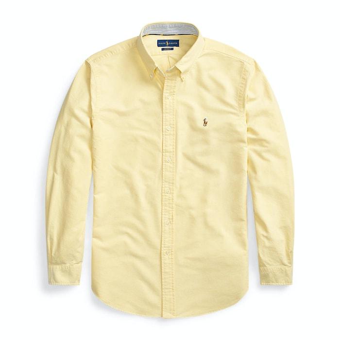 men yellow custom fit oxford shirt