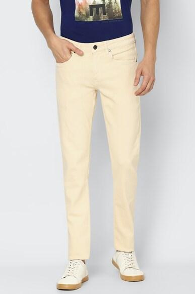 men yellow dark slim fit jeans