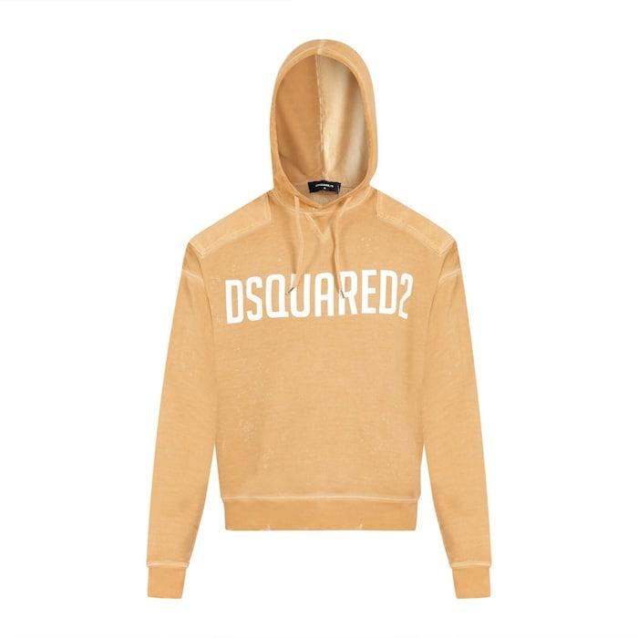 men yellow dyed and destroyed d2 hoodie