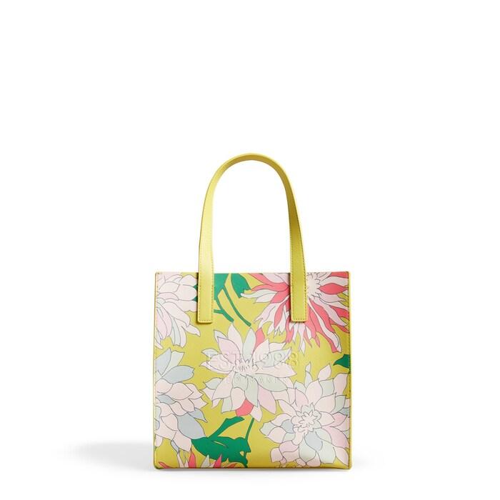 men yellow floral printed small icon tote bag