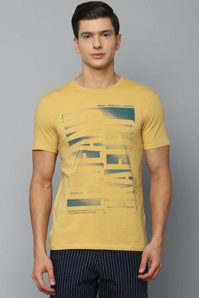 men yellow graphic print crew neck t-shirt