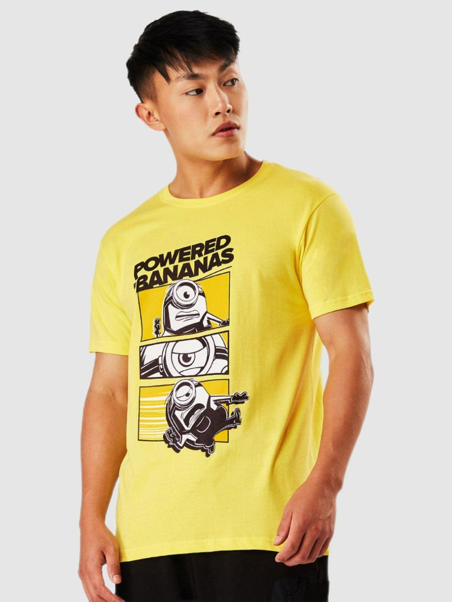 men yellow graphic printed t-shirt