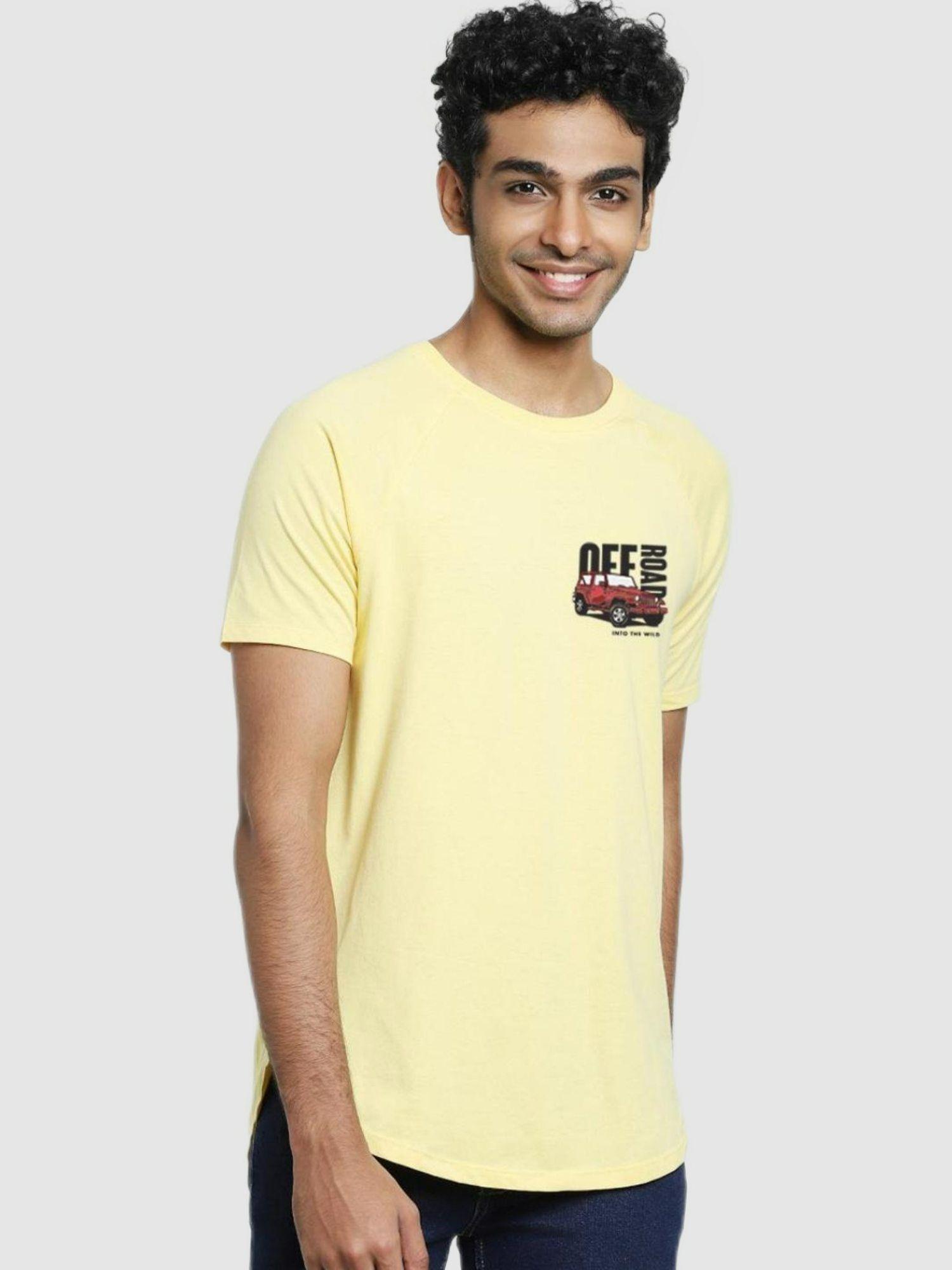 men yellow graphic t-shirt