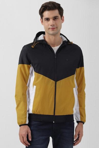 men yellow patterned casual jacket