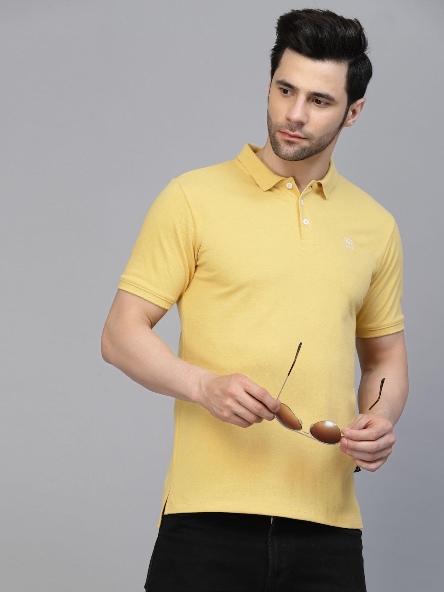men yellow polo t-shirt
