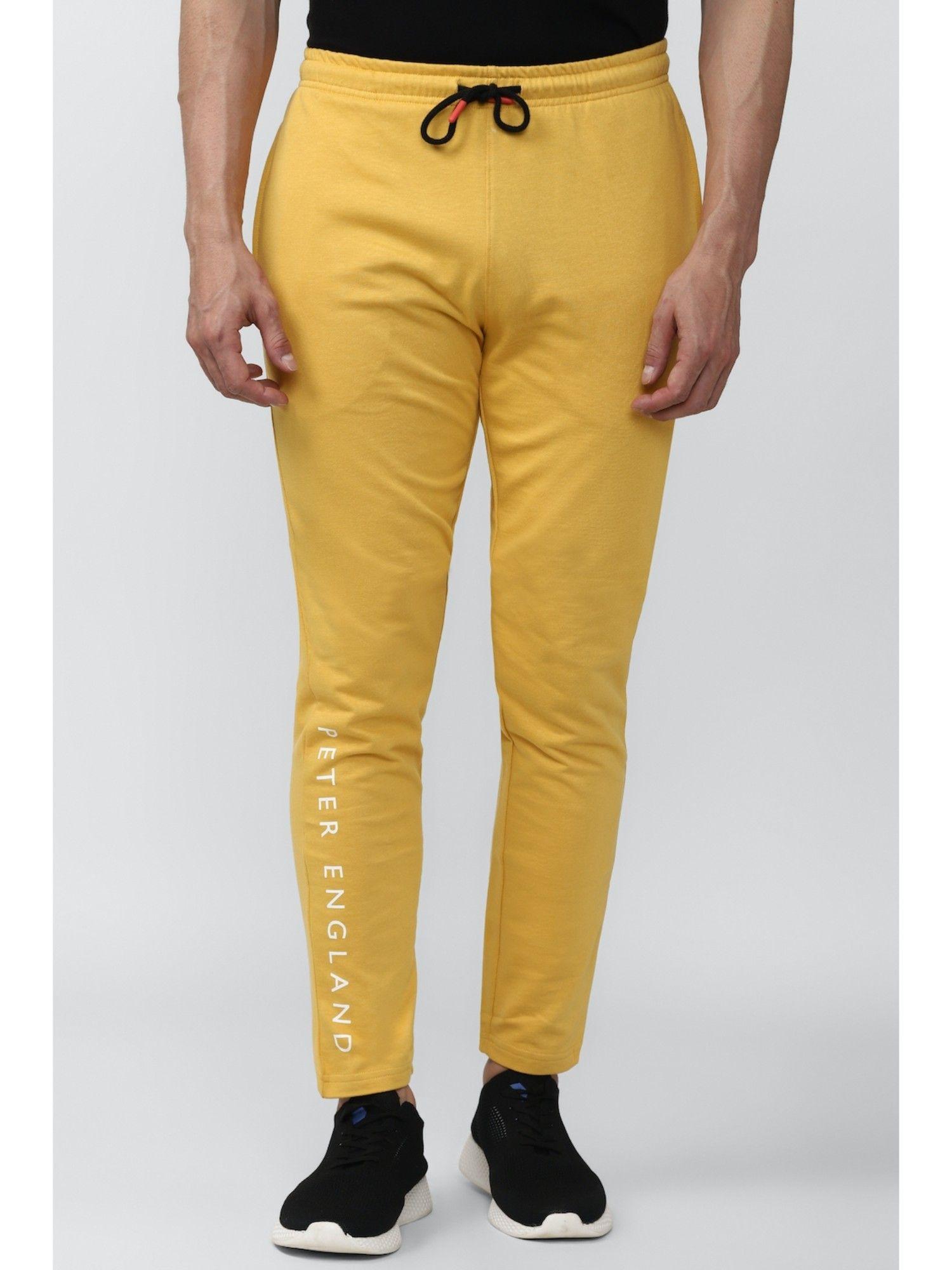 men yellow printed casual track pants