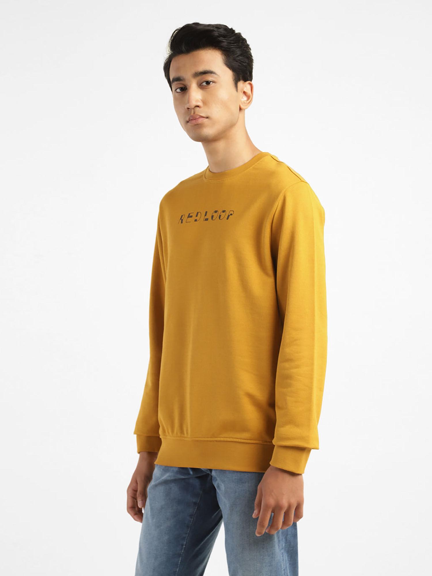 men yellow printed regular fit sweatshirt