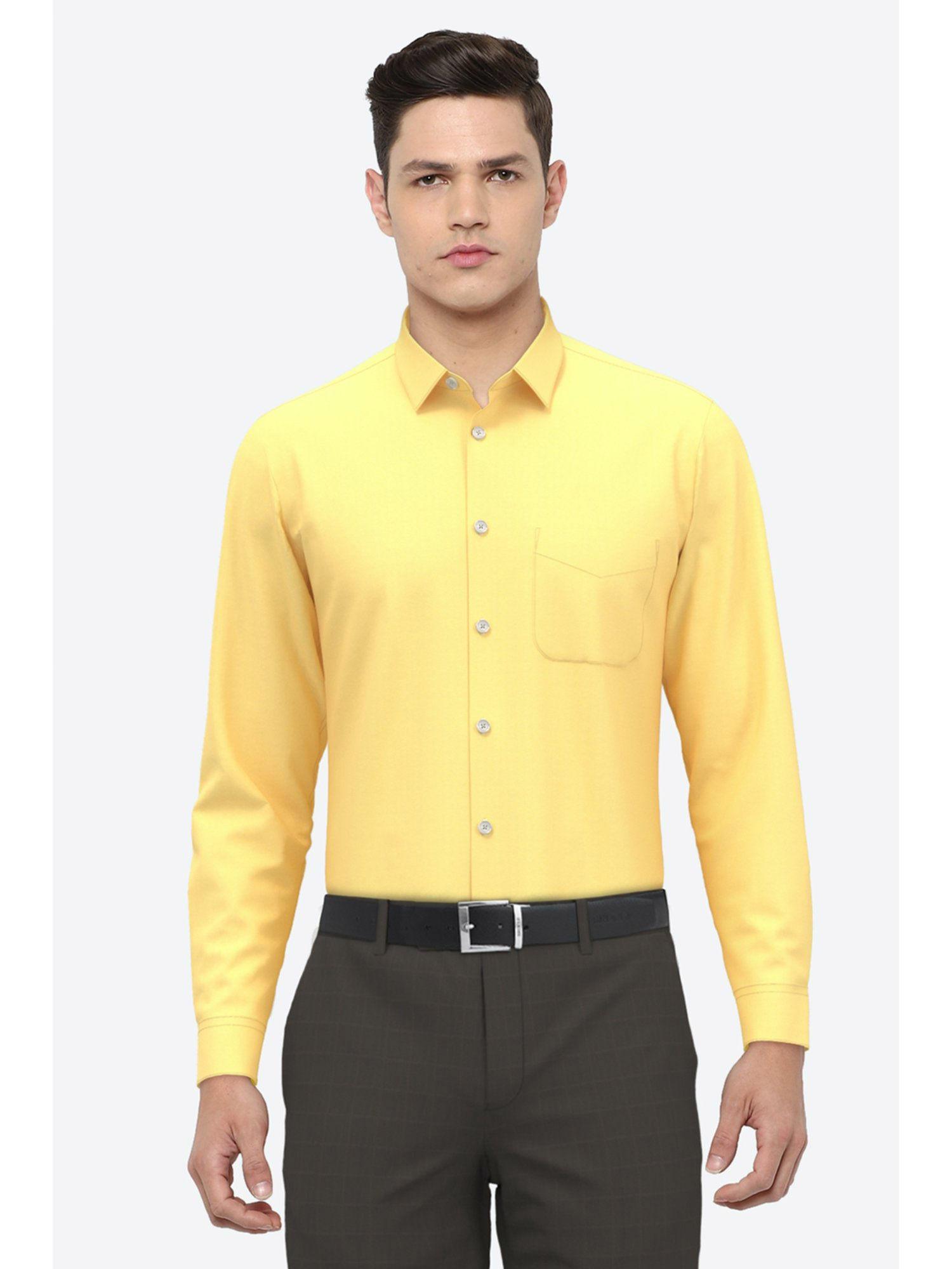 men yellow regular fit formal shirt