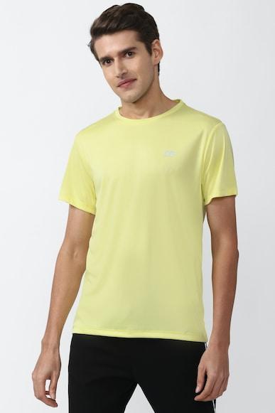 men yellow solid crew neck round neck t-shirts