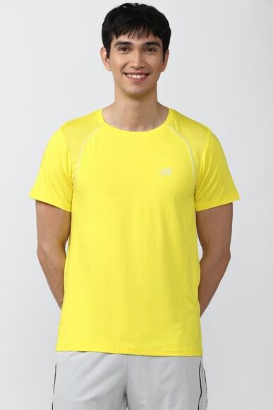 men yellow solid crew neck round neck t-shirts