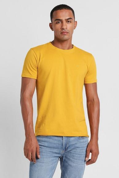 men yellow solid crew neck round neck t-shirts