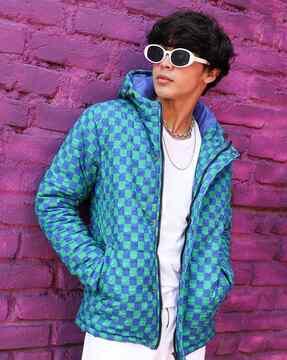 men zip-front bomber jacket with flap pockets