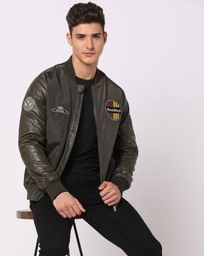 men zip-front bomber jacket