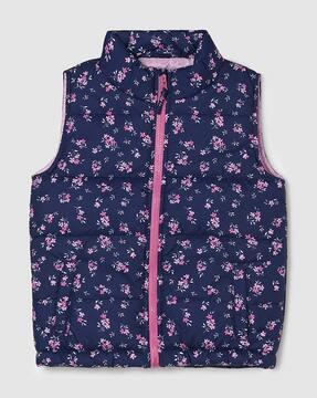 men zip-front floral print jacket