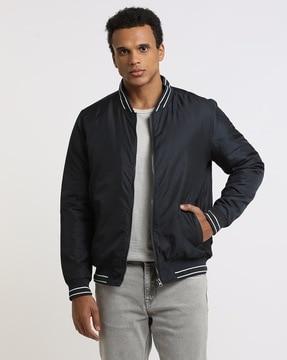 men zip-front regula fit bomber jacket with insert pocket