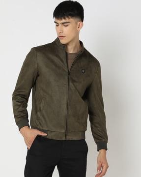 men zip-front regular fit bomber jacket