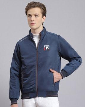 men zip-front regular fit bomber jacket