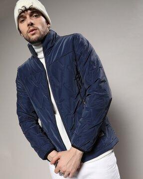 men zip-front regular fit bomber jacket