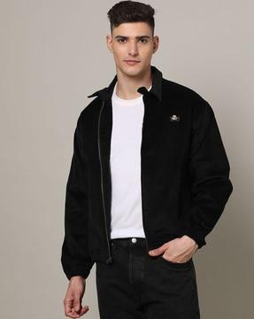 men zip-front regular fit bomber jacket