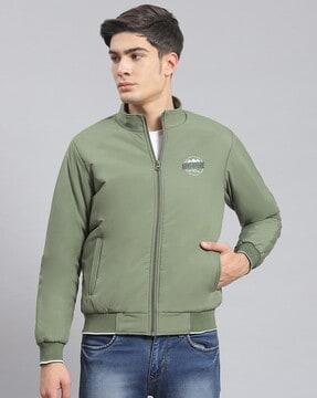 men zip-front regular fit bomber jacket