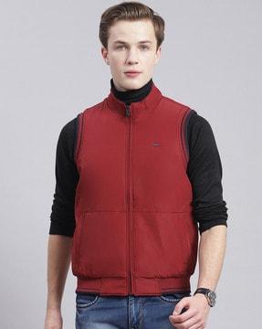 men zip-front regular fit bomber jacket