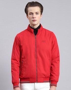 men zip-front regular fit bomber jacket