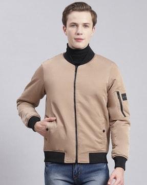 men zip-front regular fit bomber jacket