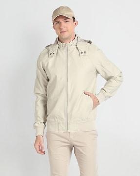 men zip-front regular fit hooded jacket