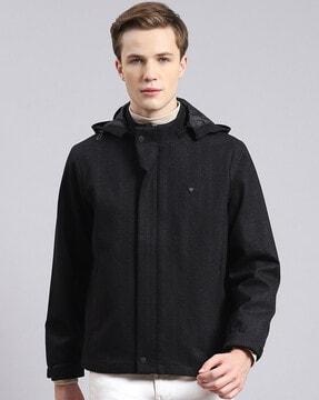 men zip-front regular fit hooded puffer jacket