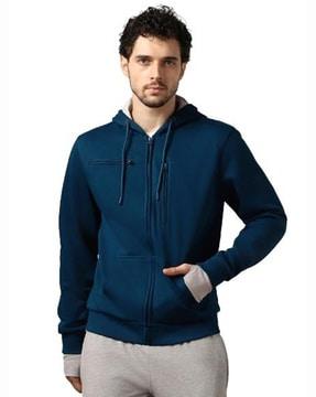 men zip-front regular fit hooded sweatshirt