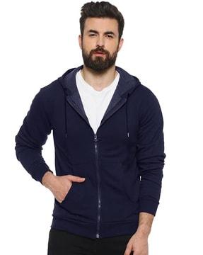 men zip-front regular fit hooded sweatshirt