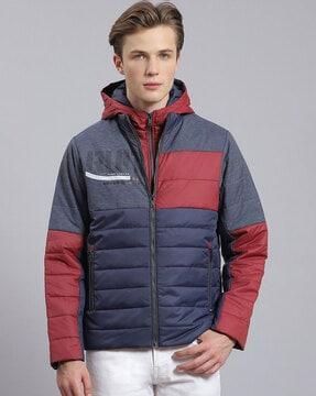 men zip-front regular fit puffer jacket